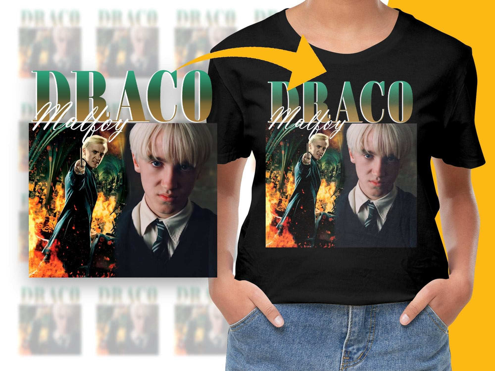 Draco Malfoy Graphic T-Shirt, Harry Potter Inspired, Wizard Theme, Unisex Tee, Movie Character, Fan Gift