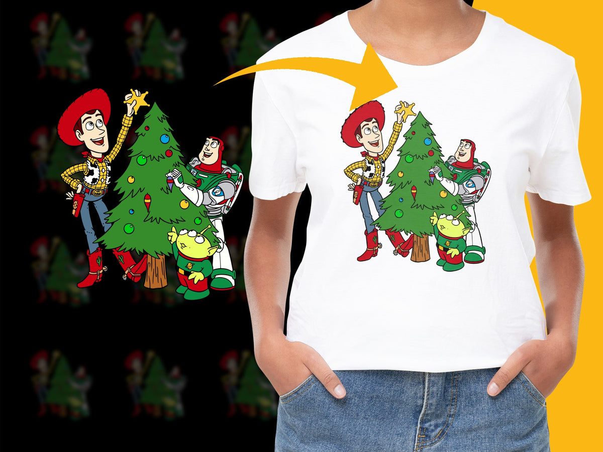 Women's Christmas T-Shirt Cartoon Characters Funny Holiday Shirt Unique Graphic Tee Gift Idea