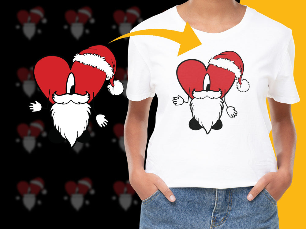 Cute Santa Gnome Heart T-Shirt, Christmas Love Gnomes Tee, Holiday Festive Apparel for All Ages