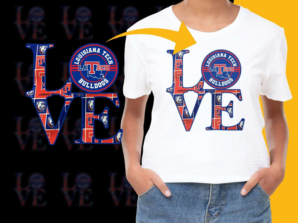 Louisiana Tech Bulldogs LOVE T-Shirt, College Sports Fan Apparel, Graphic Tee, Unisex Casual Wear