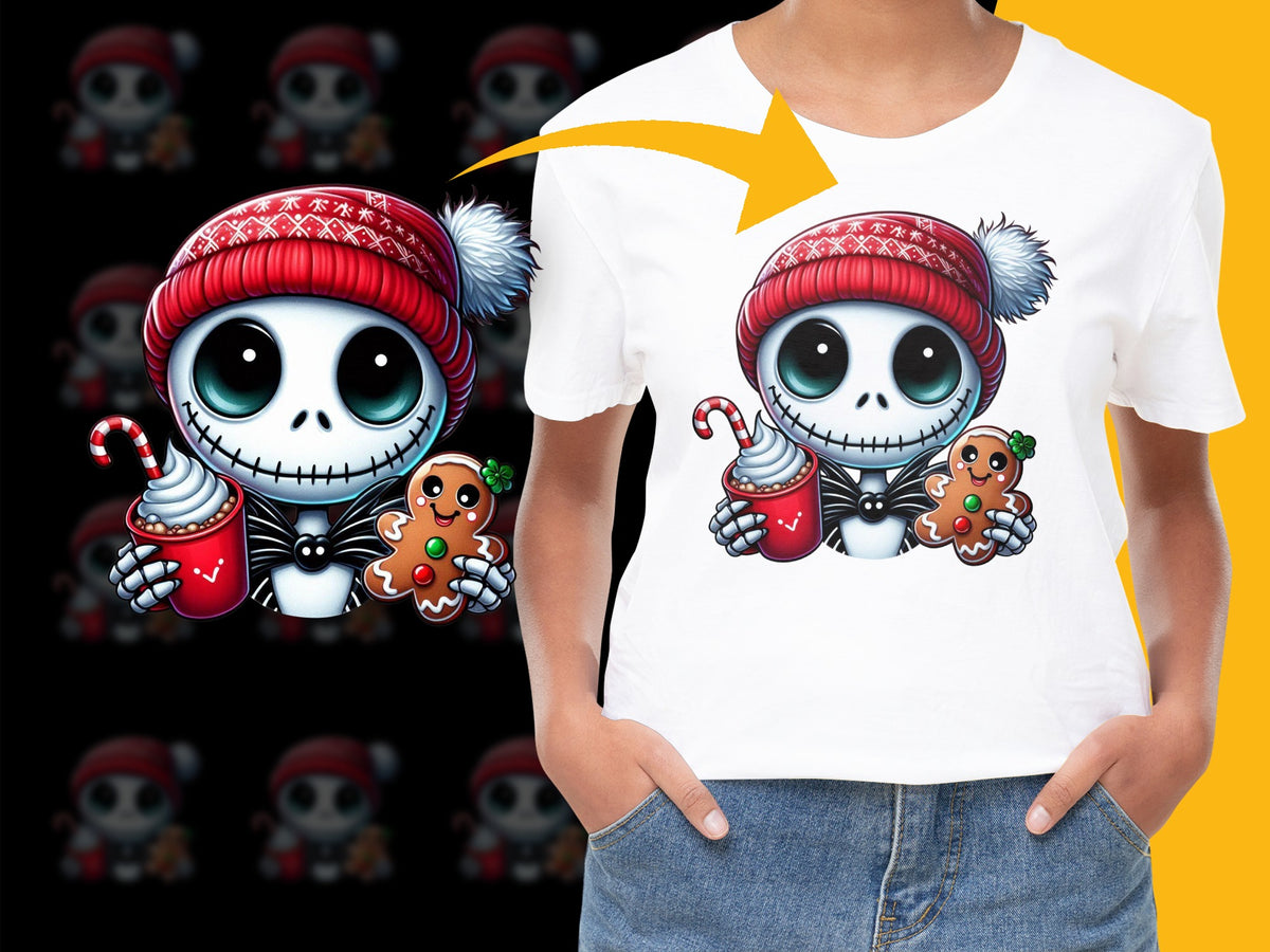 Cute Skeleton Christmas T-Shirt, Festive Holiday Graphic Tee, Kids and Adults Sizes Available