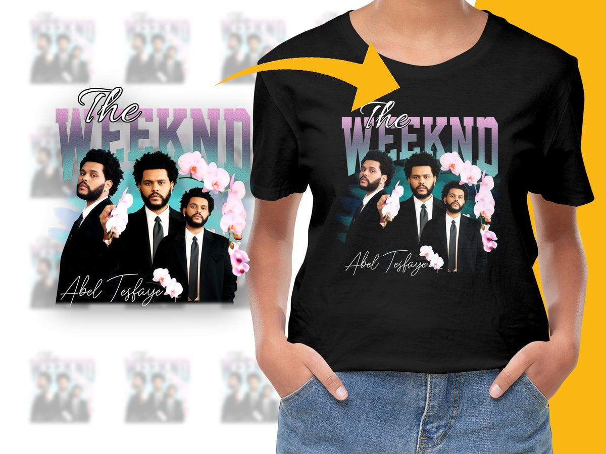 The Weeknd Graphic T-Shirt, Abel Tesfaye Pop Art Tee, Music Artist Fan Merch, Floral Design, Unisex Cotton Shirt