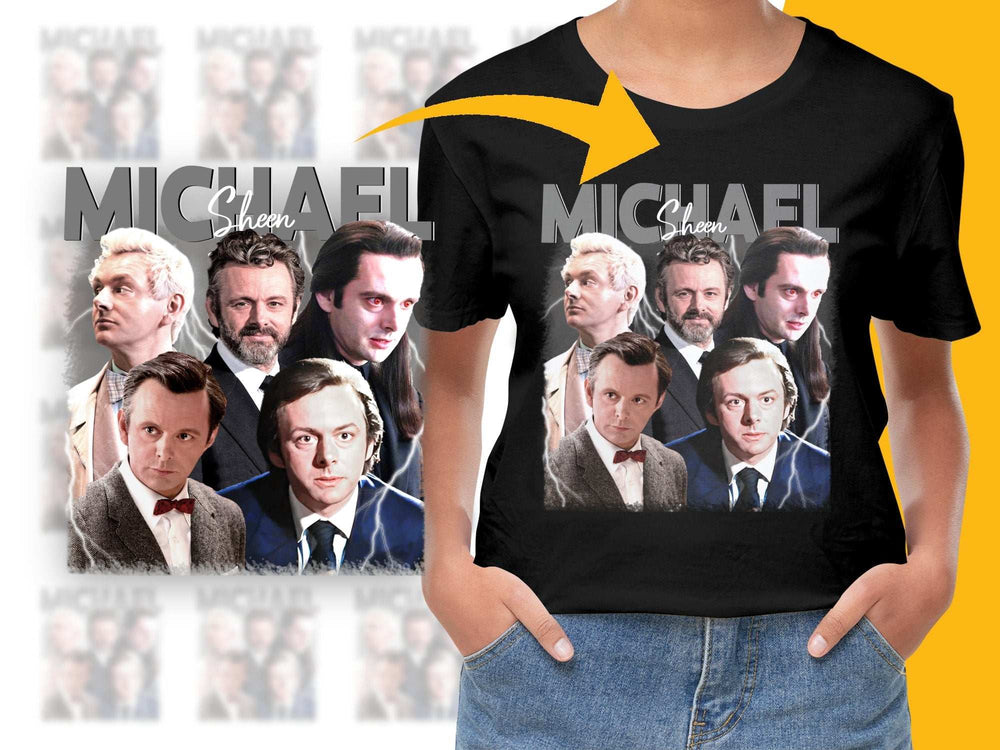 Michael Sheen Fan T-Shirt, Collage of Iconic Roles, Comfortable Black Cotton Tee, Unisex Graphic Shirt