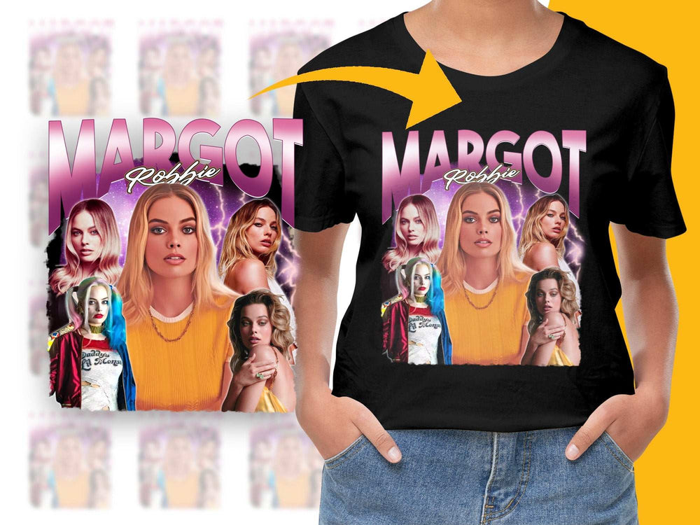 Margot Robbie Inspired T-Shirt, Movie Character Collage, Graphic Tee, Pop Culture Apparel