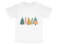 Load image into Gallery viewer, Christmas Tree T-Shirt, Festive Holiday Graphic Tee, Colorful Xmas Trees Top, Unisex Holiday Apparel
