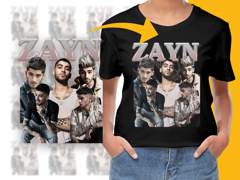Zayn Malik Photo Collage T-Shirt, Pop Music Fan Merch, Black Graphic Tee, Unique Singer Tribute Top