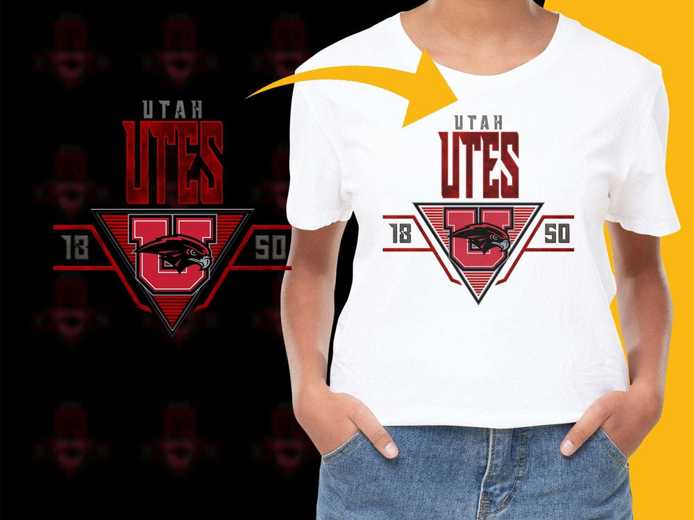Utah Utes Logo T-Shirt, College Sports Apparel, Red and White Graphic Tee, Fan Gear, Unisex Clothing