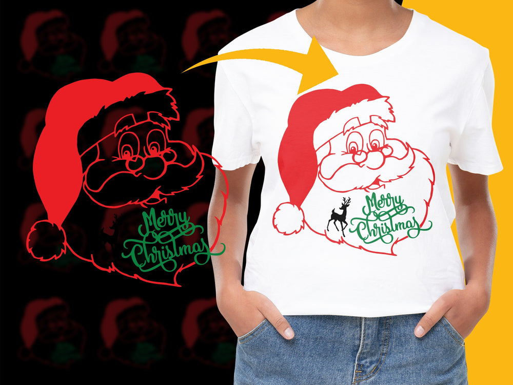 Festive Santa Claus T-Shirt, Merry Christmas Holiday Graphic Tee, Red and Green Santa Design, Unisex Holiday Apparel