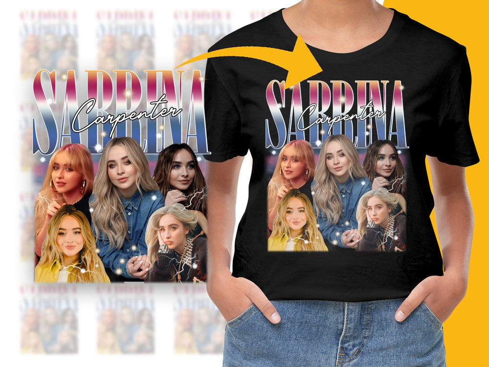 Sabrina Carpenter Fan T-Shirt, Collage Graphic Tee, Pop Music Star Apparel, Gift for Music Lovers