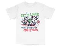 Load image into Gallery viewer, Get In Loser Christmas T-Shirt, Funny Holiday Tee, Festive Winter Apparel, Christmas Movie Characters Shirt