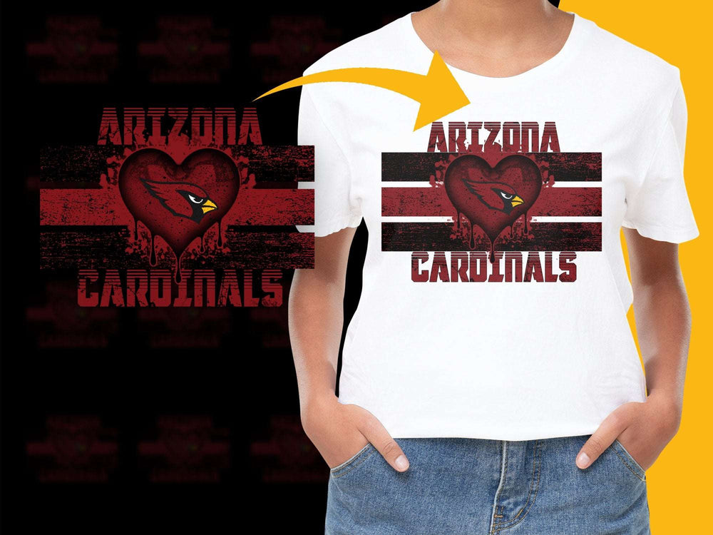 Arizona Cardinals Heart Design T-Shirt, Distressed Graphic Tee, Sports Fan Apparel, Gift Idea