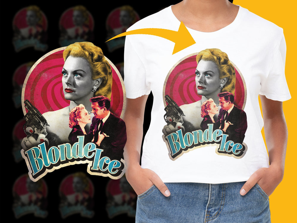Vintage Blonde Ice Graphic T-Shirt, Classic Movie Poster Design, Retro Film Tee, Bold Colorful Print