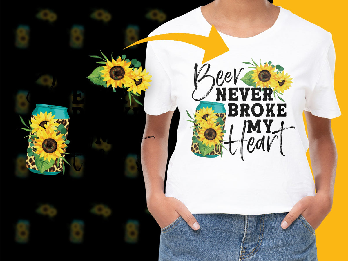 Women's Sunflower Beer Quote T-Shirt, Funny Summer Graphic Tee, Casual Floral Top, Gift for Her
