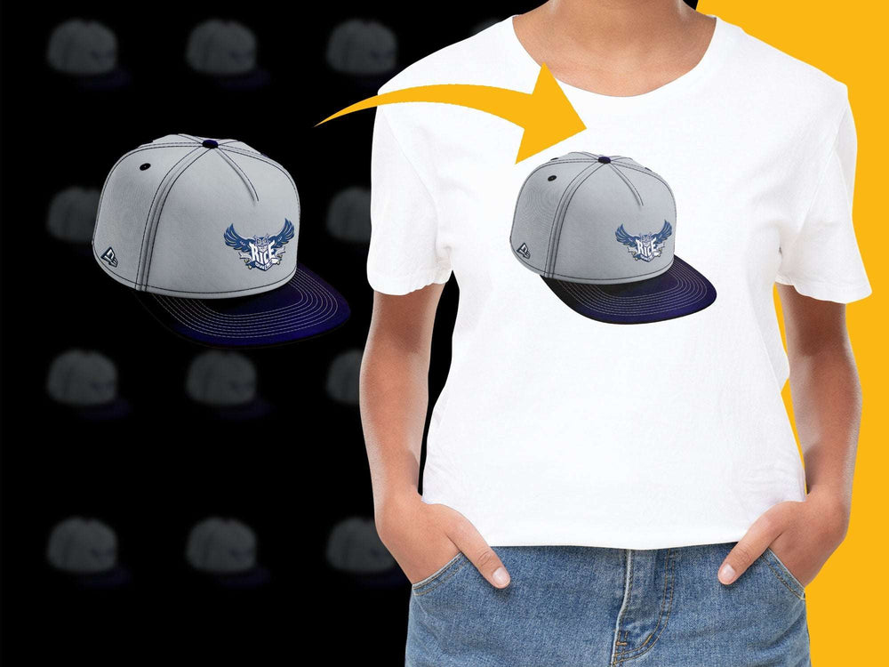 Stylish Grey Baseball Cap with Blue Brim and Detailed Eagle Design, Unisex Hat