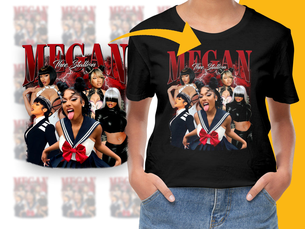 Megan Thee Stallion Graphic T-Shirt, Hip Hop Music Fan Tee, Unisex Black Cotton Shirt