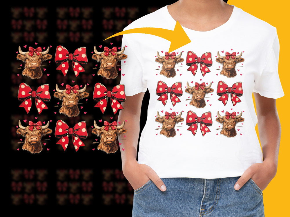 Kids Christmas T-Shirt, Cute Reindeer with Red Bows, Festive Holiday Graphic Tee, Unisex Children's Clothing