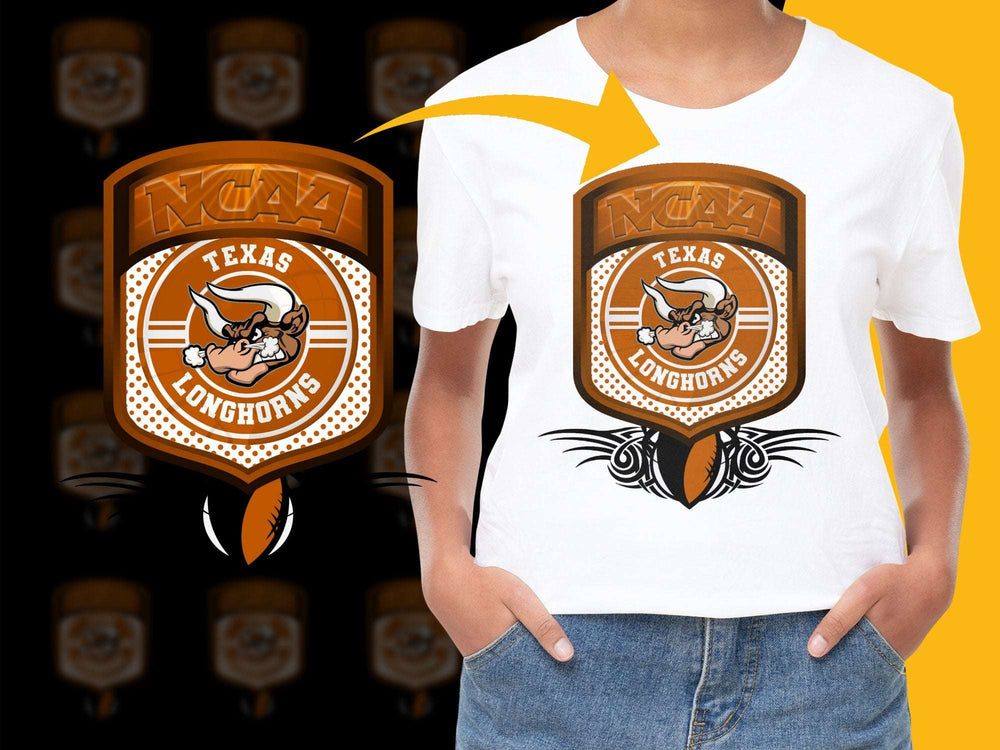 Texas Longhorns NCAA Logo T-Shirt, Unisex College Sports Apparel, Orange Graphic Tee
