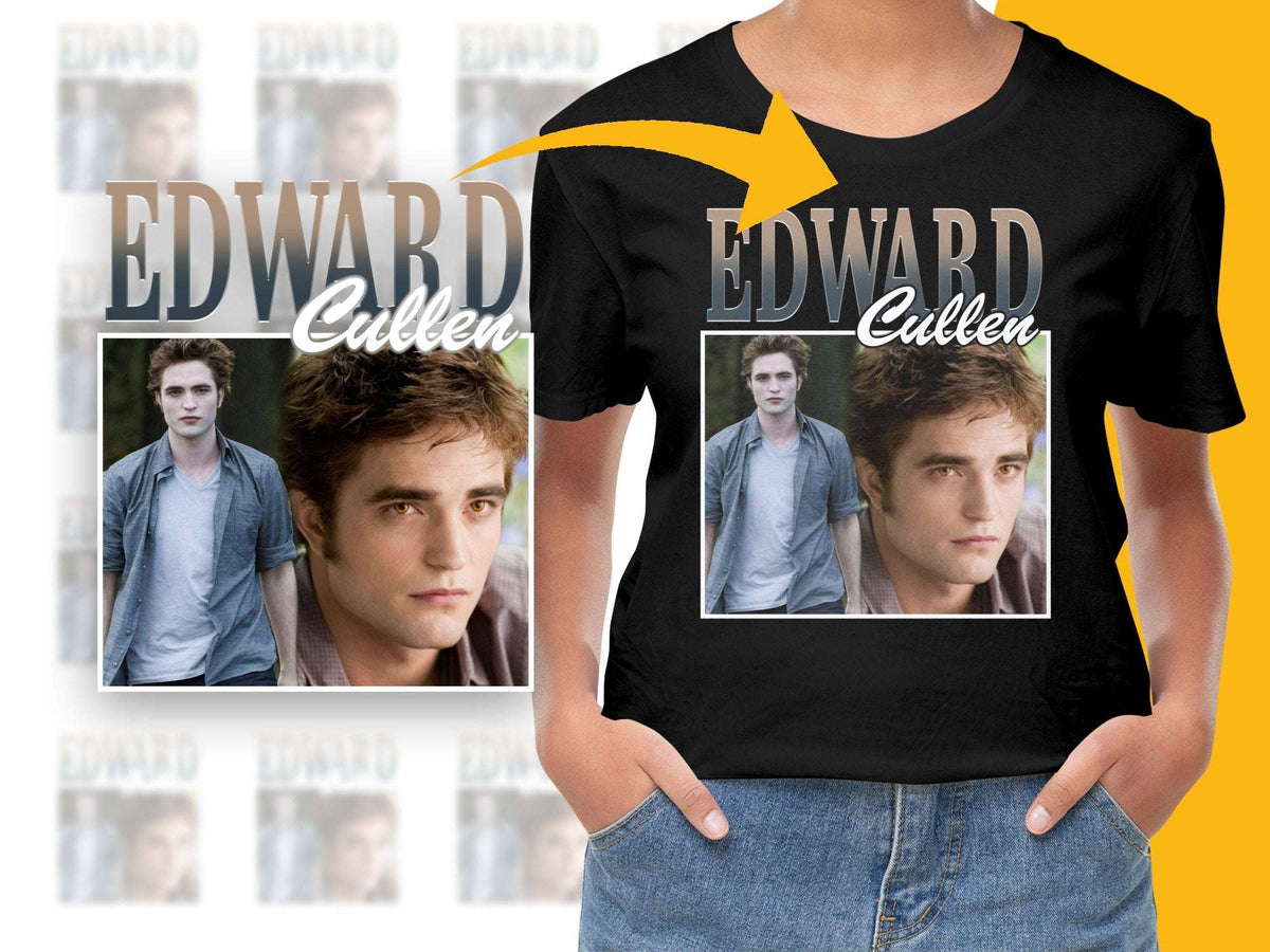 Edward Cullen Graphic T-Shirt, Twilight Saga Movie Fan Tee, Vampire Novelty Shirt, Popular Book Character Apparel