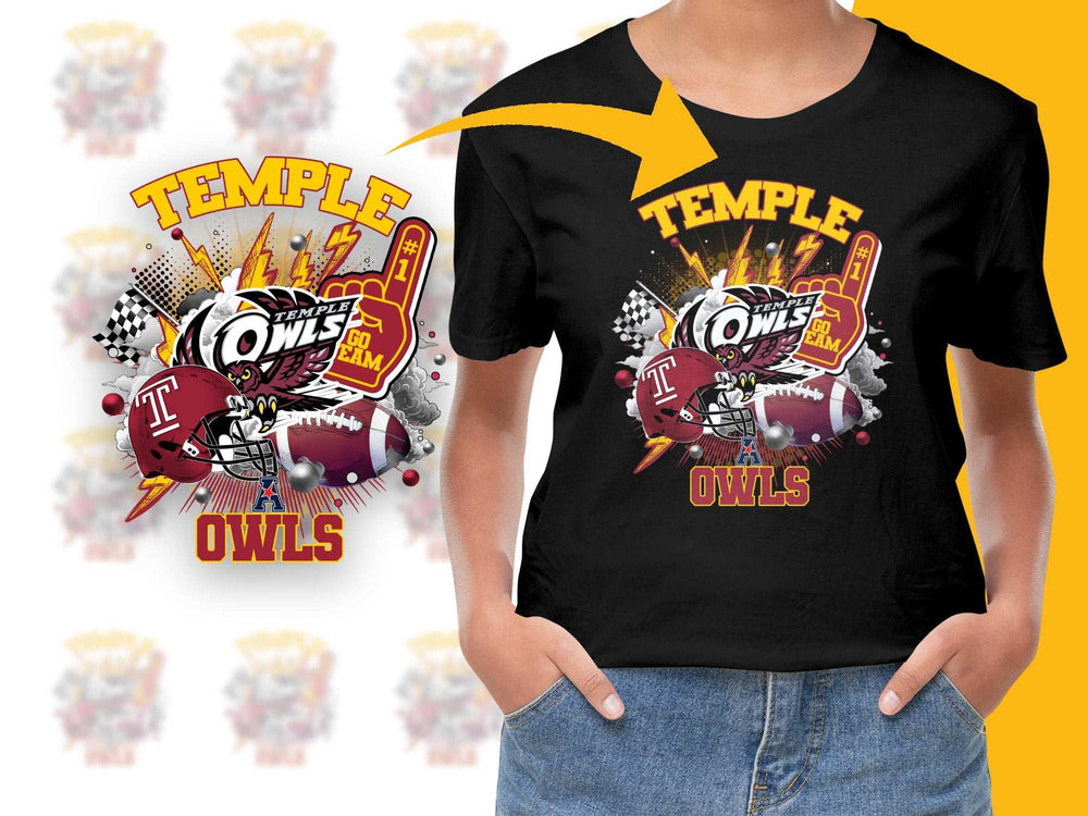 Temple Owls T-Shirt, College Football Graphic Tee, Sports Fan Apparel, Unisex Black Shirt