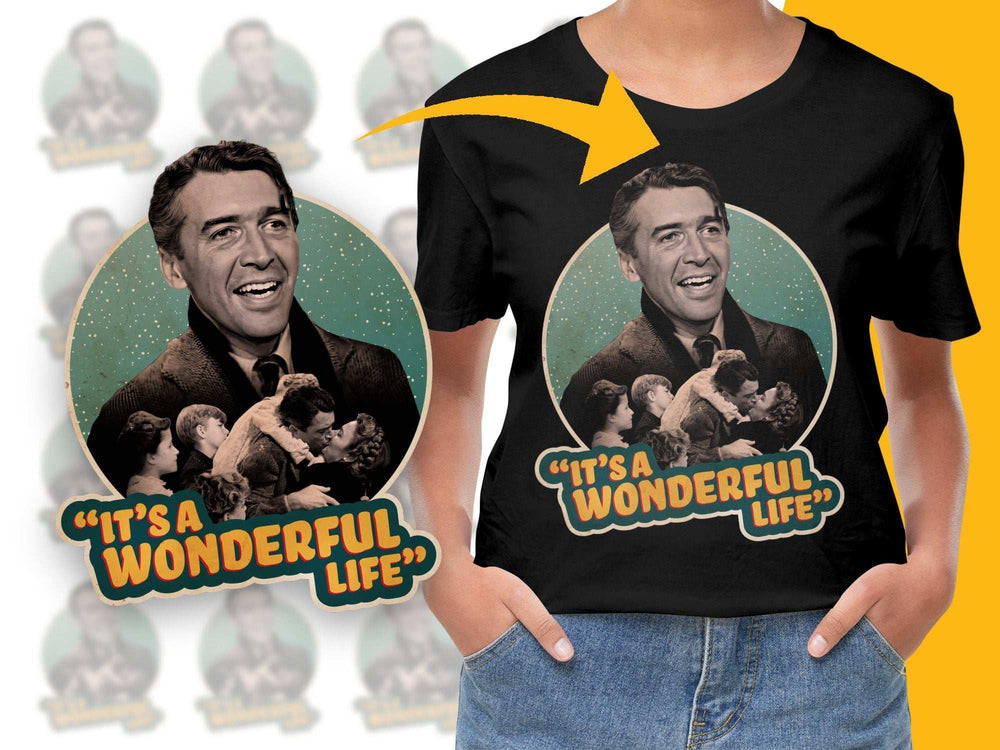 It's a Wonderful Life Vintage Movie Poster Graphic T-Shirt, Retro Film Tee, Classic Cinema Fan Gift