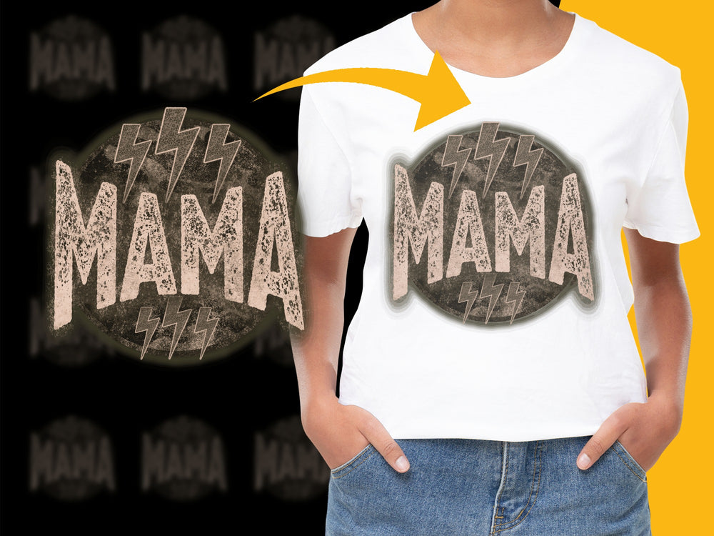 Mama Lightning Bolt Graphic T-Shirt, Trendy Mom Tee, Casual Mother's Day Gift, Stylish Women's Fashion Top