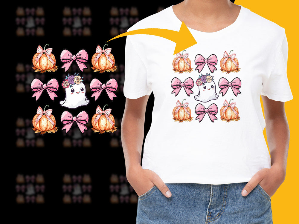 Cute Ghost T-Shirt, Halloween Pumpkin Design, Kids and Adults Casual Wear, Unique Graphic Tee