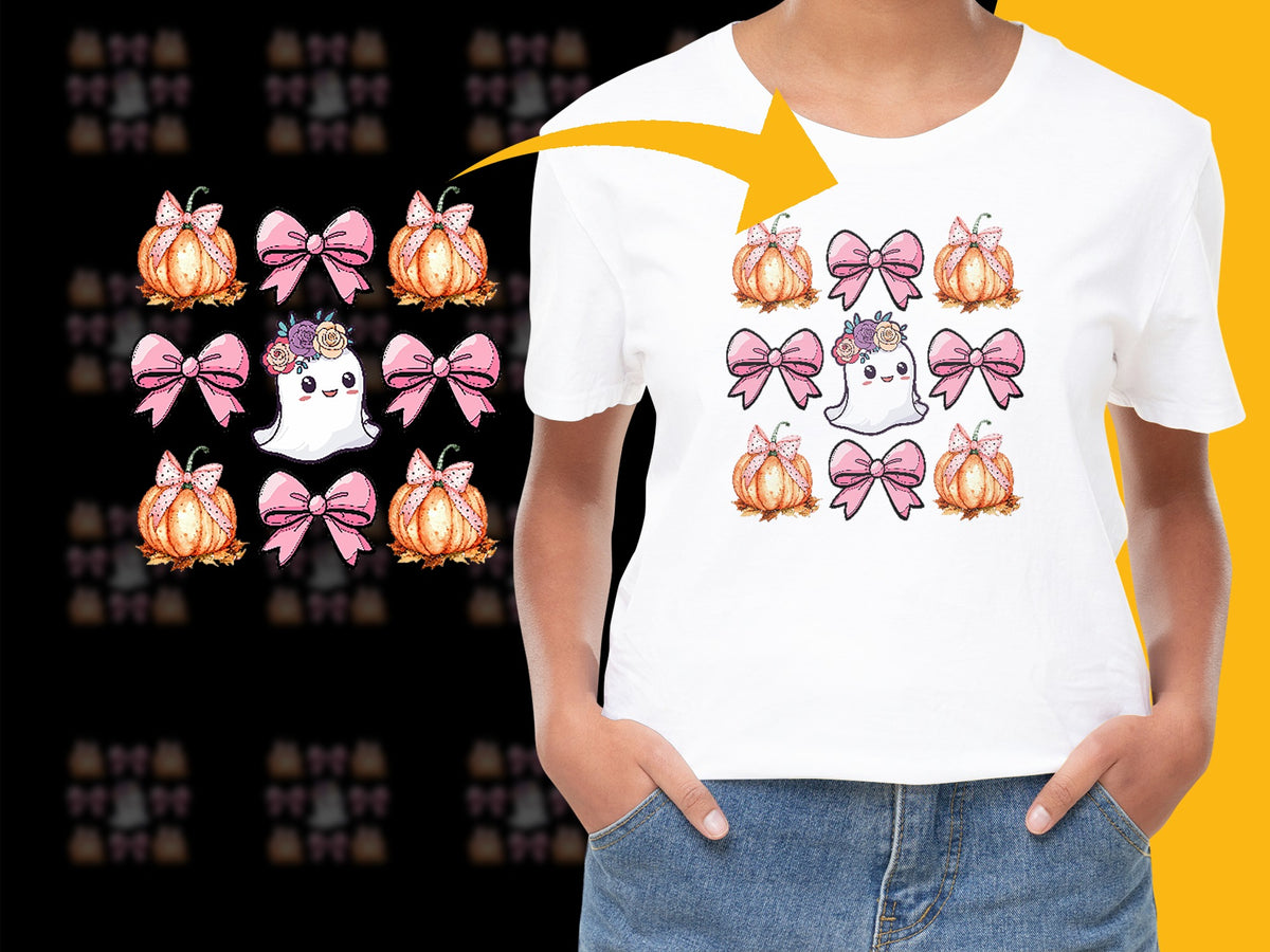 Cute Ghost T-Shirt, Halloween Pumpkin Design, Kids and Adults Casual Wear, Unique Graphic Tee