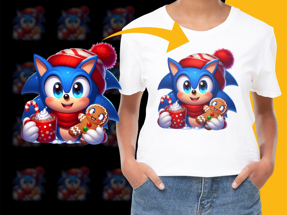 Kids Christmas T-Shirt with Cute Cartoon Hedgehog, Festive Winter Theme, Holiday Apparel for Children, Colorful Casual Wear