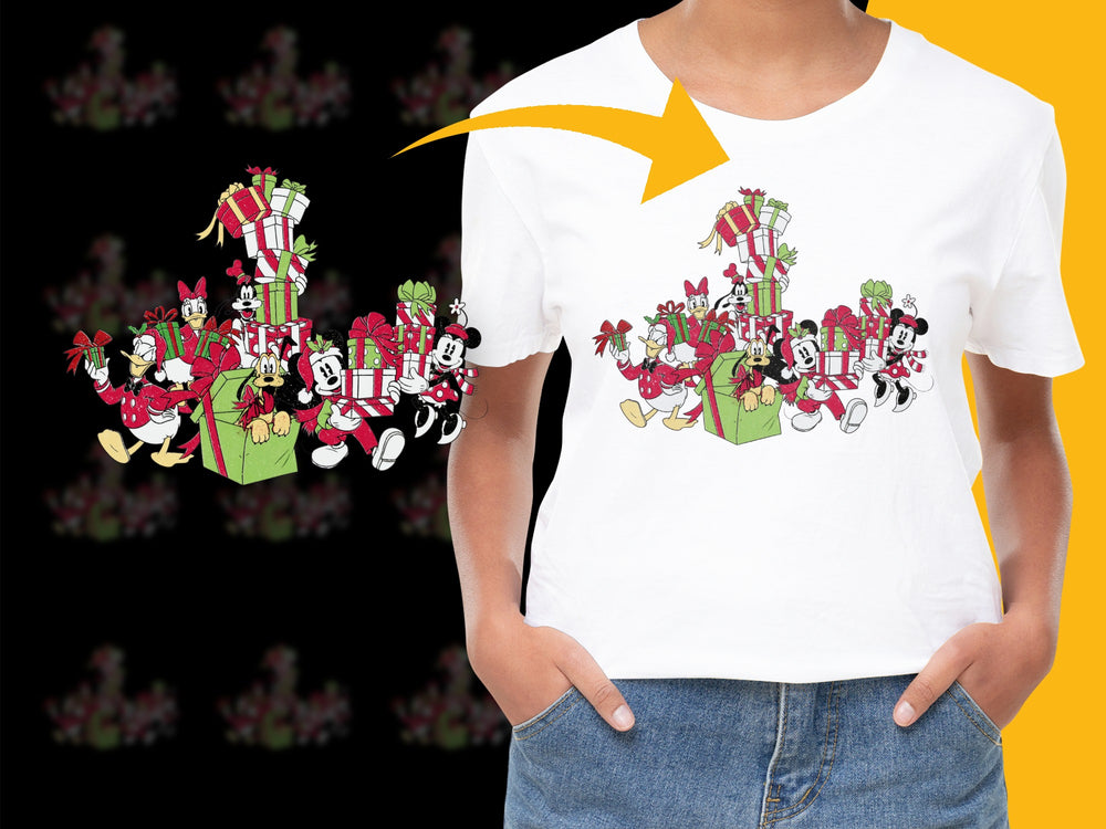 Kids Christmas T-Shirt, Disney Character Holiday Gifts Graphic Tee, Family Festive Apparel