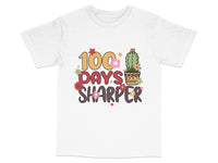 Load image into Gallery viewer, Cute Cactus T-Shirt, 100 Days Sharper Graphic Tee, Fun Teacher Shirt, Unisex Casual Style, White Cotton Kids and Adult Sizes
