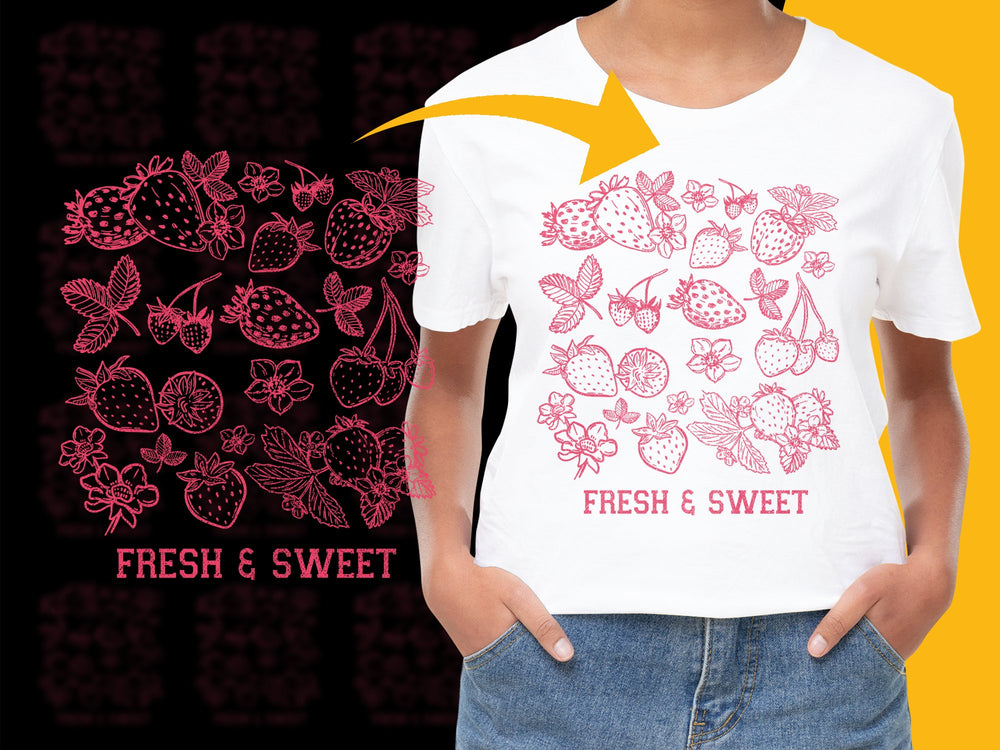 Strawberry Graphic T-Shirt Fresh and Sweet Summer Berry Cute Tee Fashion Top Women's Casual Wear Fruit Design Shirt