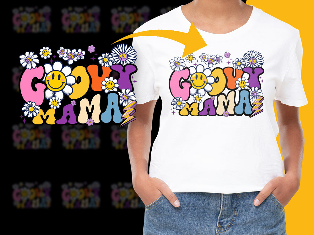 Colorful 'Cool Mama' Graphic T-Shirt, Floral Letters, Mother's Day Gift, Fun Mom Tee, Bright Casual Wear, Trendy Women's Fashion Top