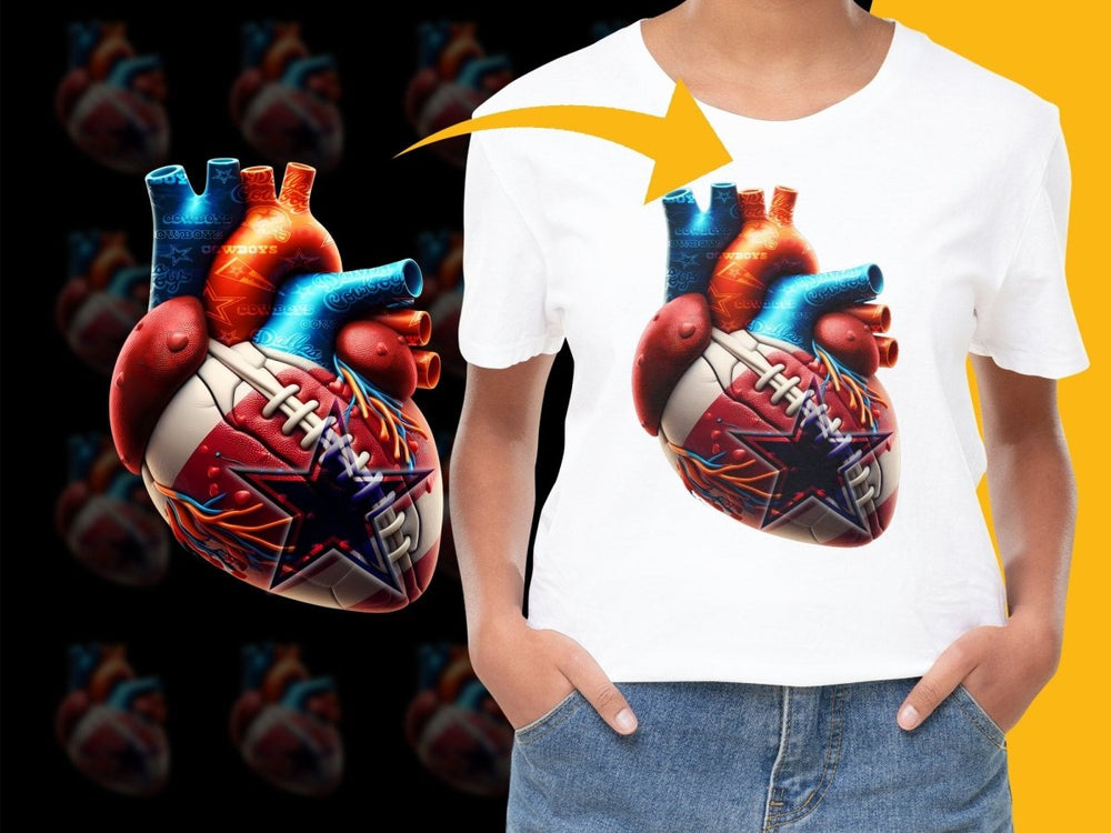 Dallas Cowboys Artistic Football Heart PNG File - Teepew