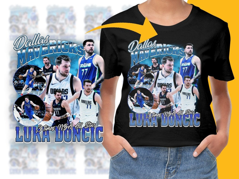 Dallas Mavericks Luka Doncic 3 Times NBA All - Star Basketball Star Bootleg PNG File - Teepew
