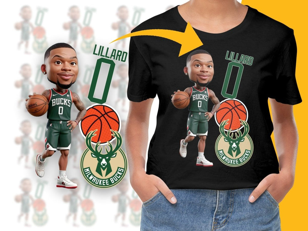 Damian Lillard Milwaukee Bucks Basketball Player Cartoon PNG File - Teepew