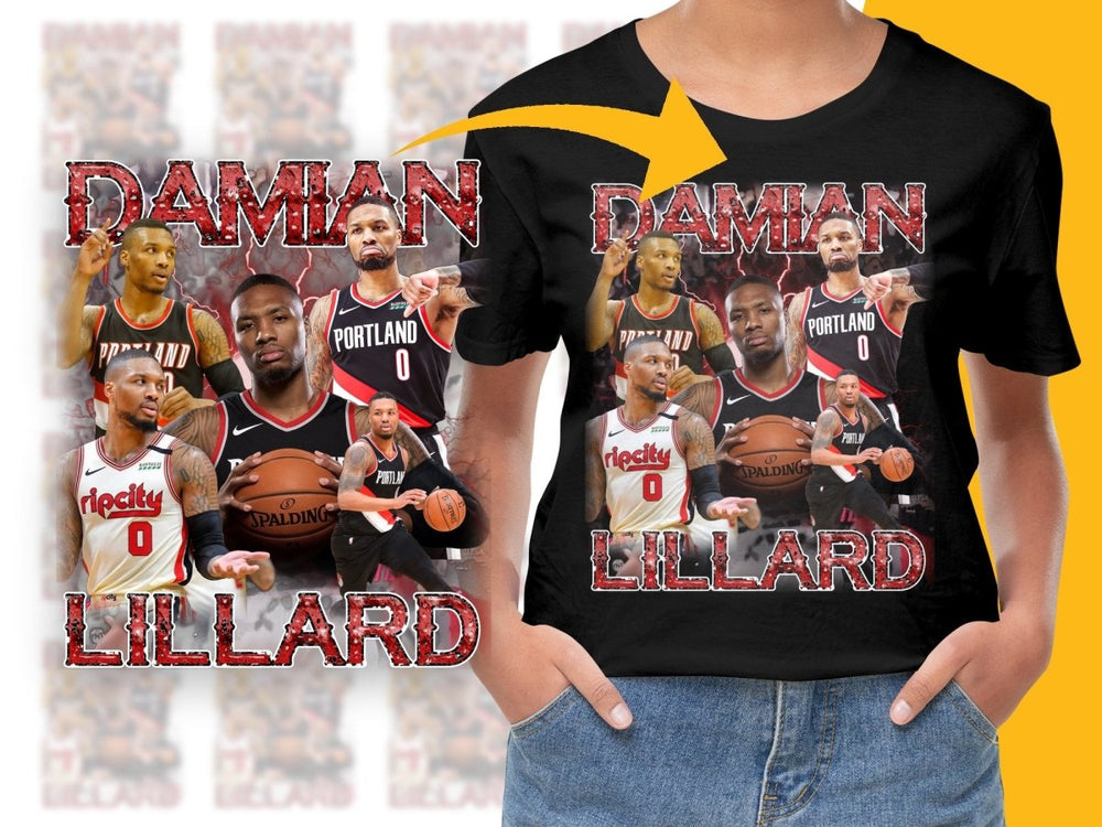 Damian Lillard Portland Trail Blazers Basketball Star Bootleg Style PNG File - Teepew