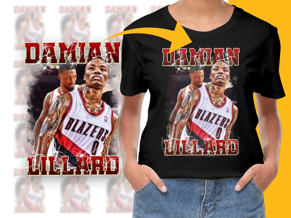 Damian Lillard Striking Portland Trail Blazers Basketball Player Bootleg PNG File - Teepew