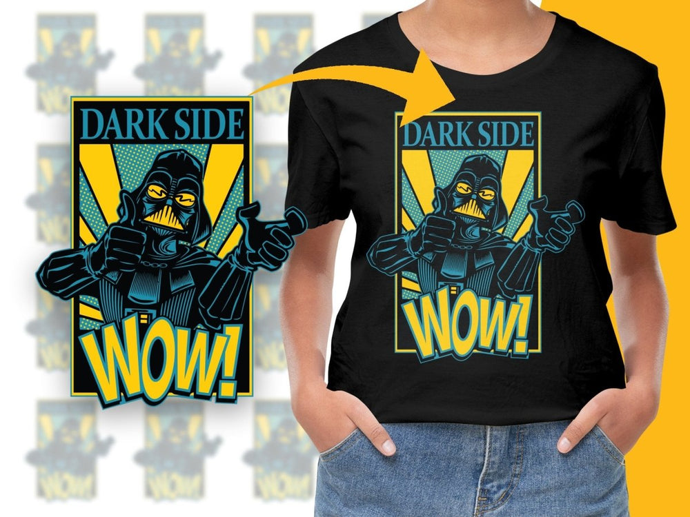 Dark Side Wow Darth Design Black and Yellow PNG File - Teepew