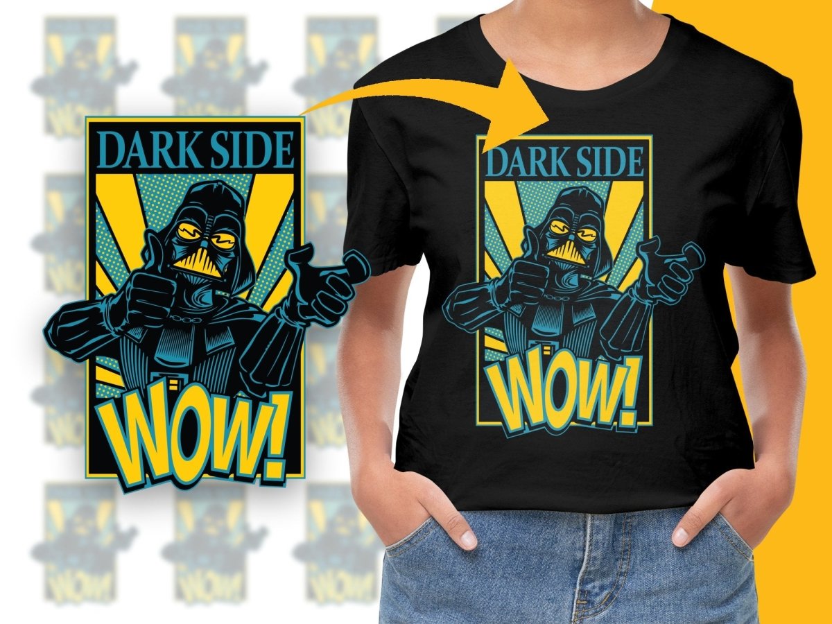 Dark Side Wow Darth Design Black and Yellow PNG File - Teepew