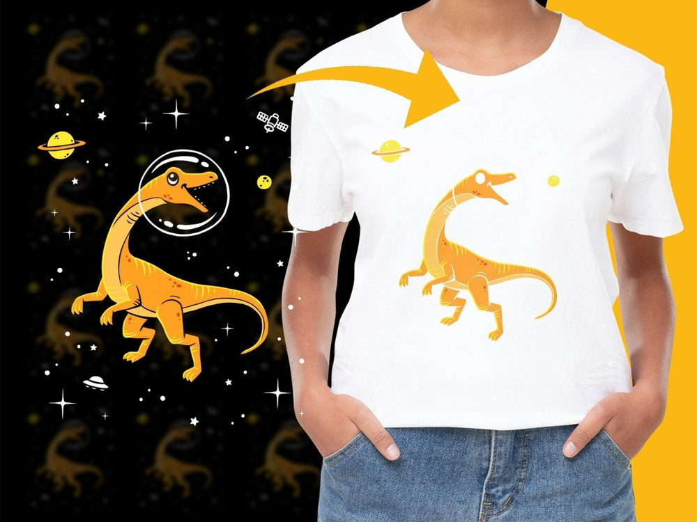 Dazzling Dinosaur in Space Adventure Graphic PNG File - Teepew