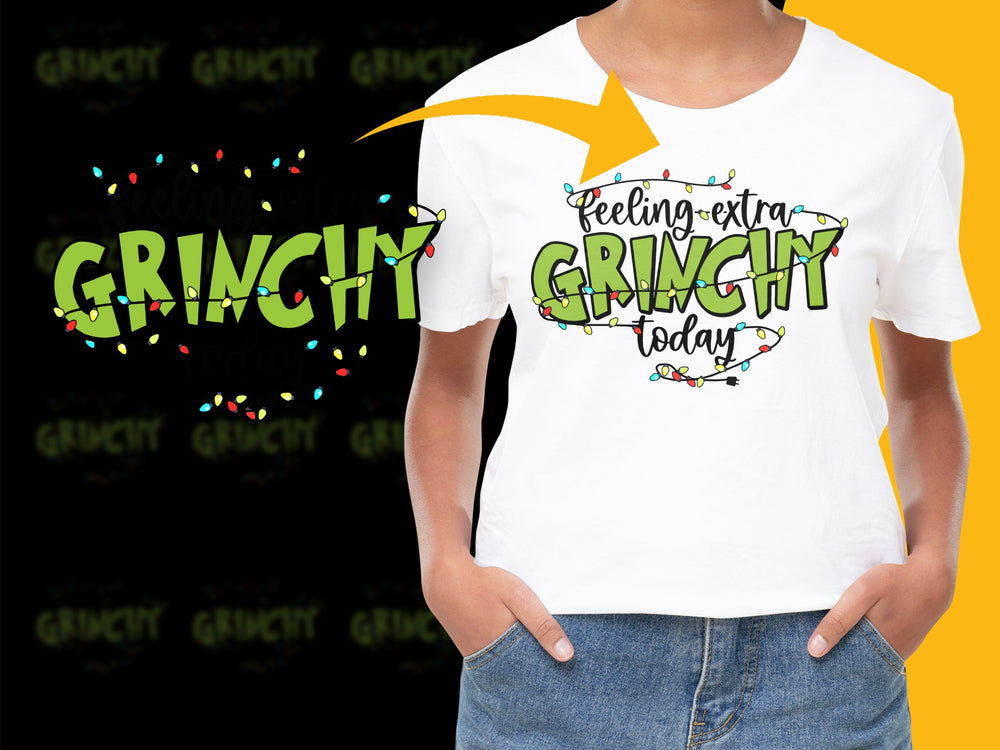 Kids Grinchy T-Shirt, Feeling Extra Grinchy Today, Christmas Holiday Graphic Tee, Colorful Youth Top