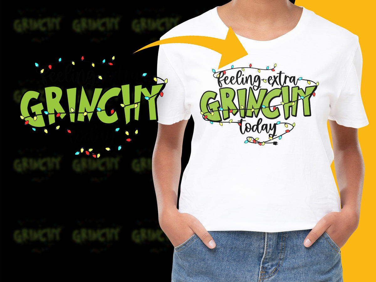 Kids Grinchy T-Shirt, Feeling Extra Grinchy Today, Christmas Holiday Graphic Tee, Colorful Youth Top