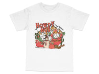 Load image into Gallery viewer, Howdy Hos Christmas T-Shirt, Funny Holiday Tee, Cartoon Santa Claus Graphic, Festive Winter Apparel for All Ages
