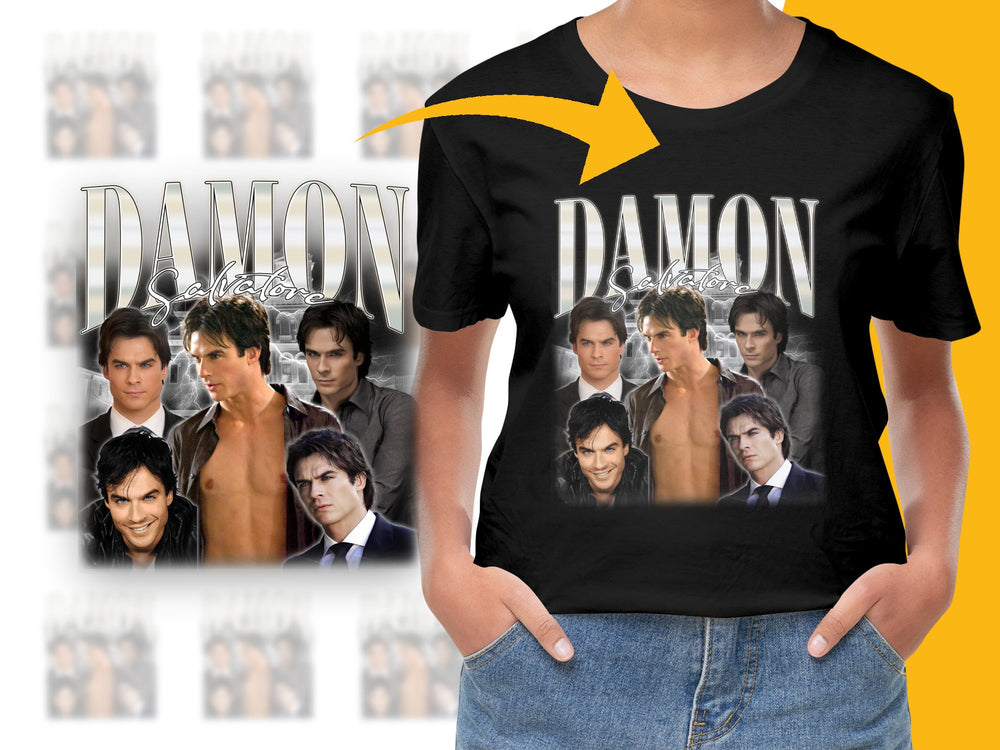 Damon Salvatore Inspired T-Shirt, Vampire TV Show Graphic Tee, Unisex Fan Merchandise, Gift Idea