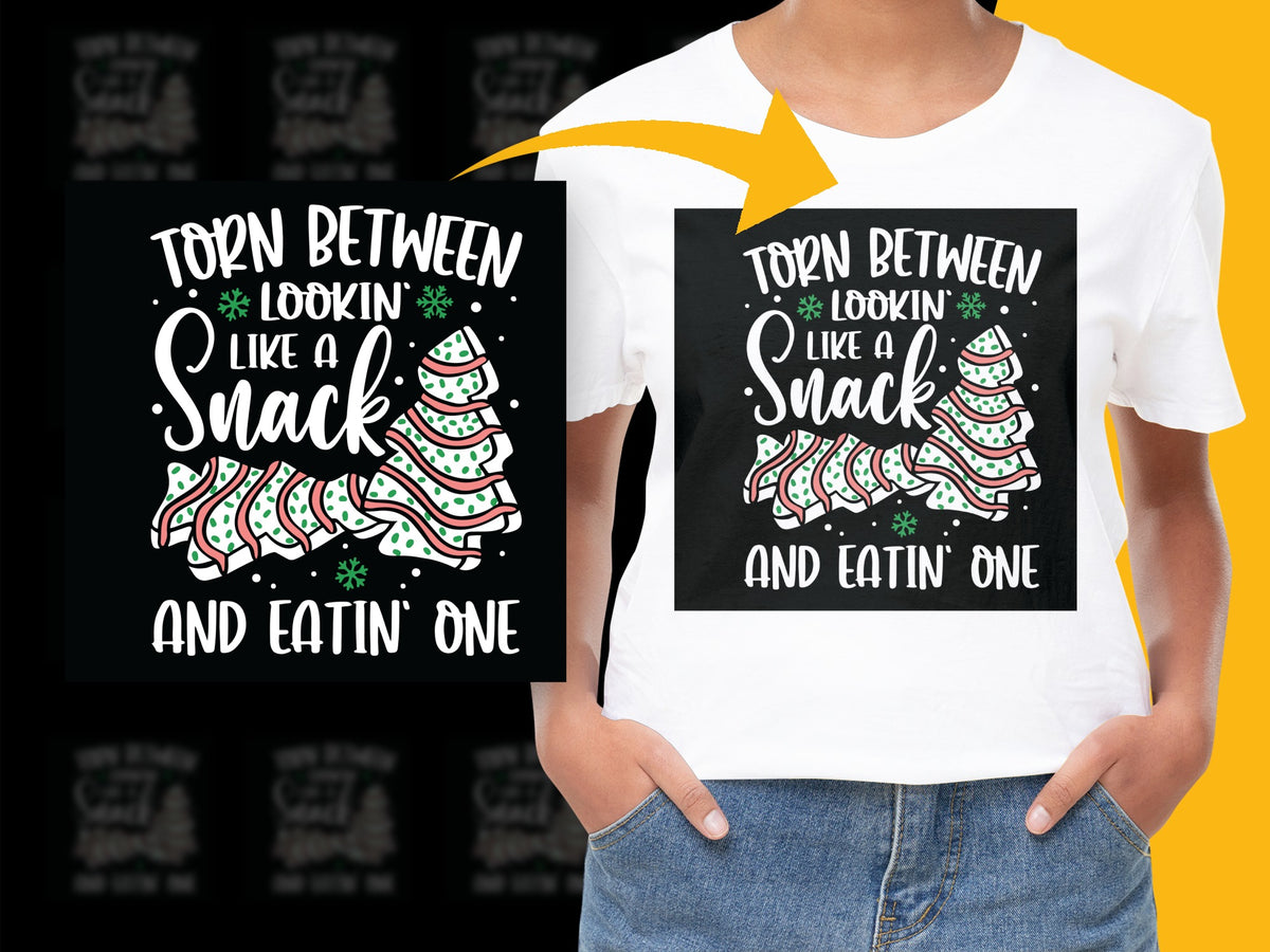 Funny Christmas T-Shirt, Torn Between Lookin' Like a Snack and Eatin' One, Holiday Tee, Festive Graphic Shirt for Men and Women