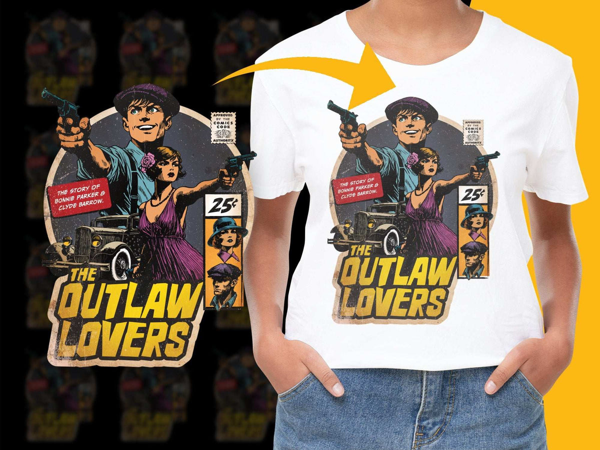 Vintage Comic Book T-Shirt, Retro Graphic Tee, Outlaw Lovers Design, Unisex Fashion Top