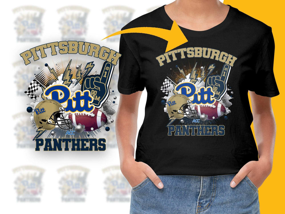 Pittsburgh Panthers T-Shirt, College Football Graphic Tee, Sports Fan Apparel, Trendy Black Shirt