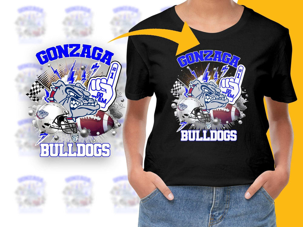 Gonzaga Bulldogs Graphic T-Shirt, College Football Fan Apparel, Sports Team Tee, Unisex Black Shirt