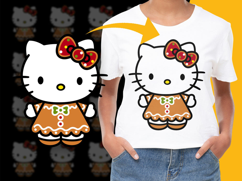 Hello Kitty T-Shirt, Cute Cartoon Cat Graphic Tee, Kawaii Fashion, Women's Casual White Top