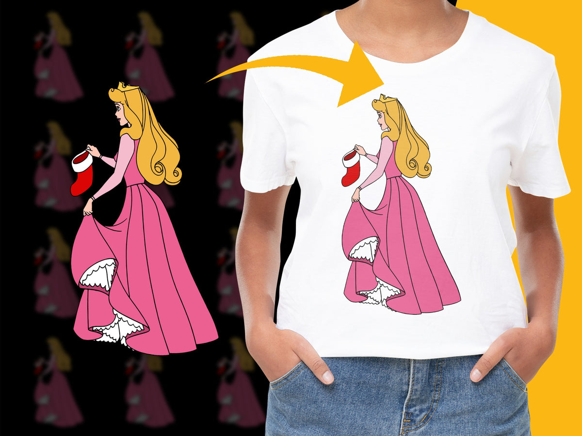 Kids Princess Graphic T-Shirt, Cartoon Character Pink Dress Tee, Girls Birthday Party Outfit